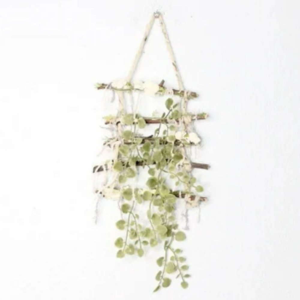 Fairy Floral Ladder Wall Art - Plant Wall Hanging - Boho Farmhouse Decor - Picture 1 of 4